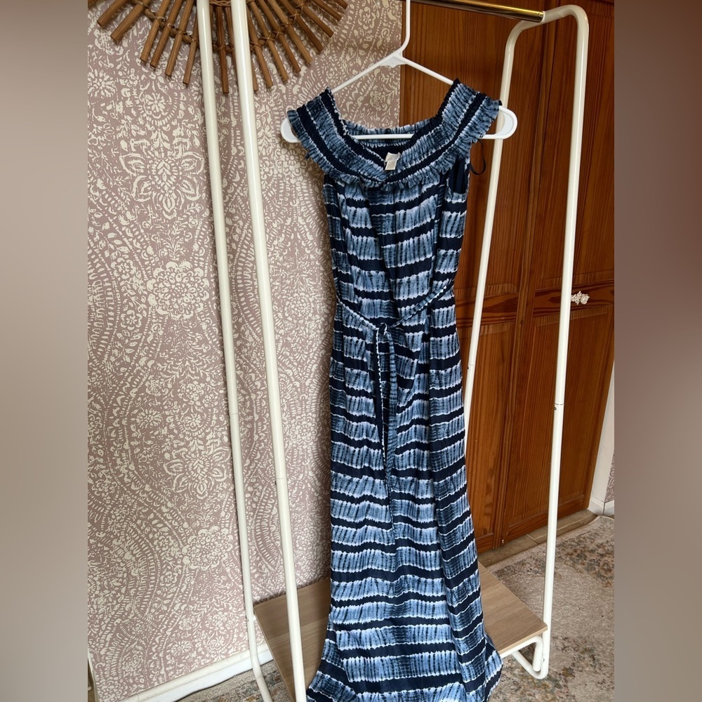 Michael Kors Shibori Striped Blue Maxi Dress‎